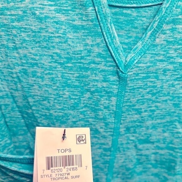 ID IDEOLOGY Women'Essentials Heathered Keyhole-Back Tank Top shirt tropical surf - Picture 9 of 13